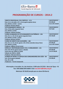 PROGRAMAÇÃO editada  ESA BARRA AGOSTO 2014
