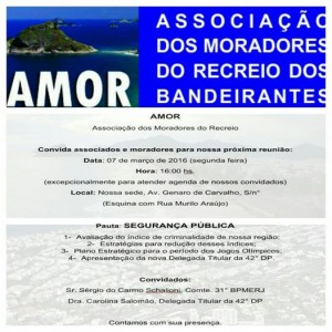 CONVITE REUNIÃO NA AMOR 7 MARÇO DE 2016